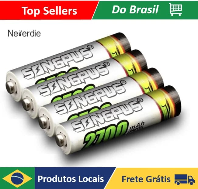 Kit 4 Pilhas Recarregáveis AAA 2700mAh com Blister