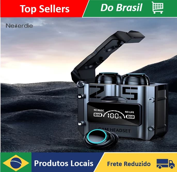 Fone de Ouvido M25 TWS Bluetooth Sem Fio com Redução de Ruído Estéreo, Controle por Toque, Microfone para Jogos