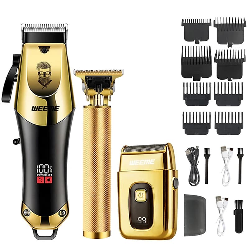 Máquina de Cortar Cabelo e Barba Elétrica Vintage T9 com Aparador de Pelos do Nariz