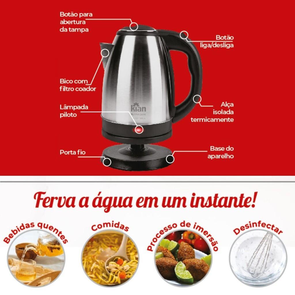 Kit Café Manhã Chaleira Elétrica + Sanduicheira 127v ou 220v - Kian