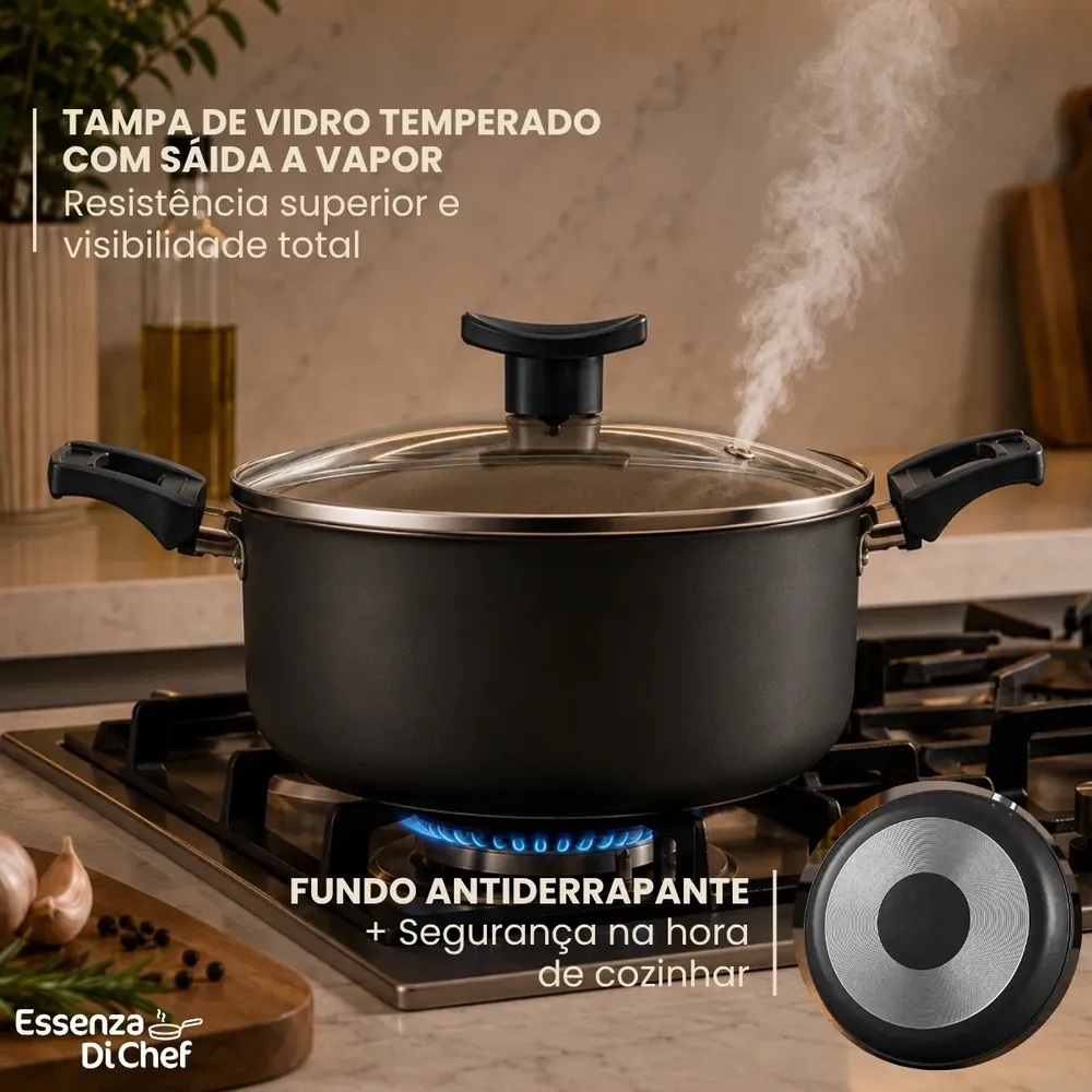 Conjunto Panelas Antiaderente 10 Peças Teflon Preto