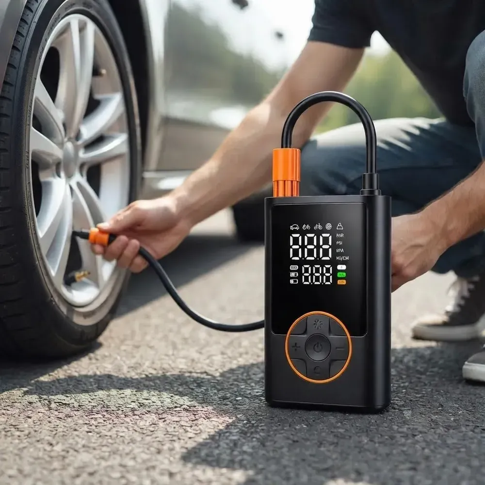 Compressor Portátil Car Air Pump Digital com Visor para Carro Moto Bike