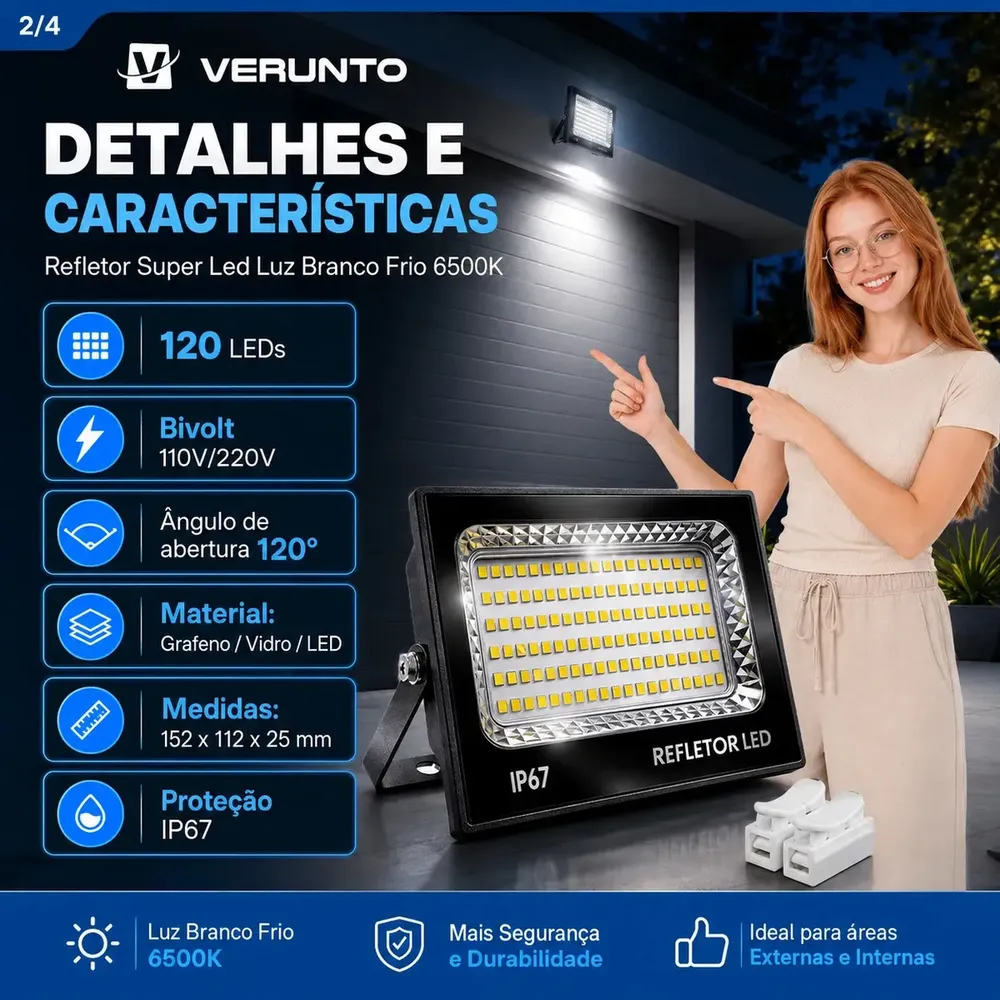 Kit 2 Refletor Super Led 400w Ip67 Holofote Bivolt Prova D'água