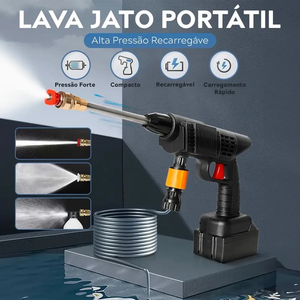Lavadora Lava Jato Portátil Pressão 2 Baterias + Maleta