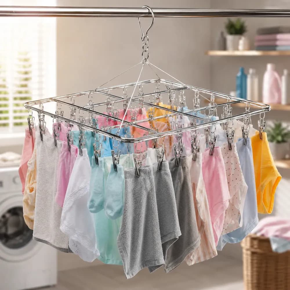 Varal Inox Suspenso 40 Prendedores Fixos para Secagem de Roupas