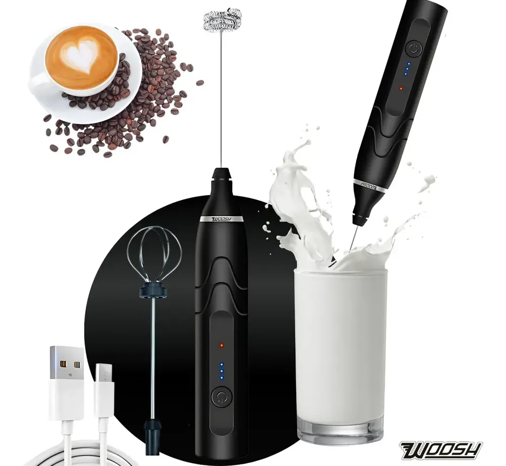 Mixer Elétrico Portátil 2 em 1 Recarregável Misturador de Bebidas e Ovos