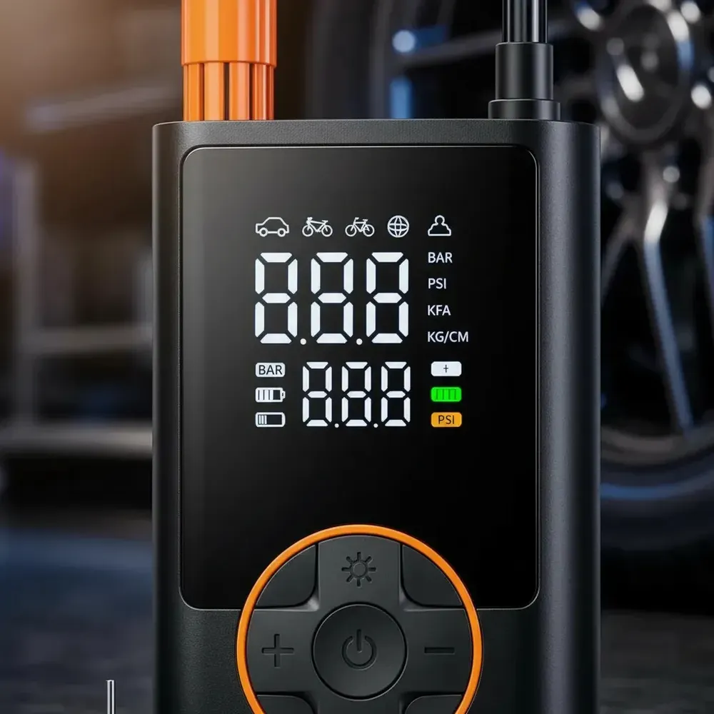 Compressor Portátil Car Air Pump Digital com Visor para Carro Moto Bike