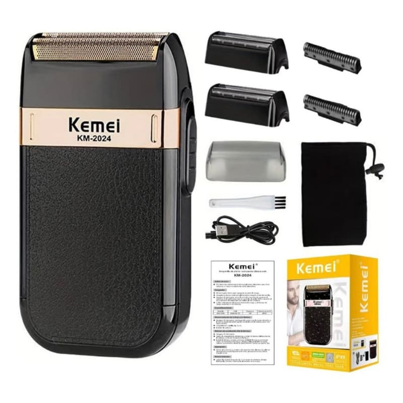 Barbeador Elétrico Sem Fio Recarregável Kemei Classic Shaver Km 2024 - Bivolt 110V/220V - Máquina de Barbear
