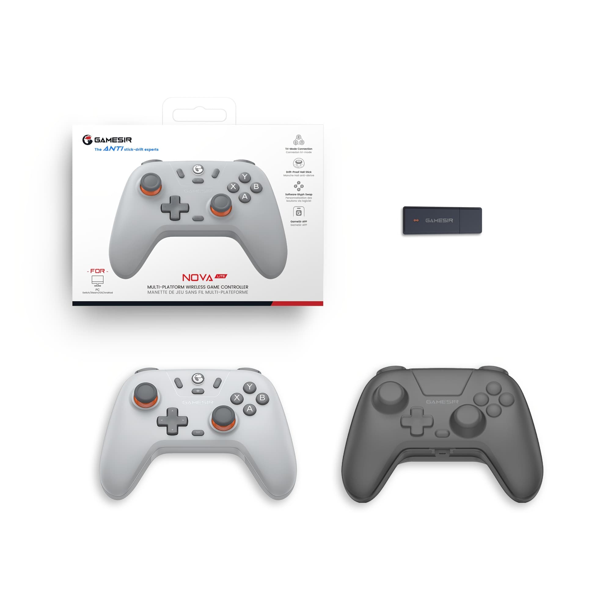 GameSir T4 Nova Lite Controle de Jogo Sem Fio para Switch, Android, IOS, PC e Jogos Steam Inclui Receptor Sem Fio 2.4Ghz