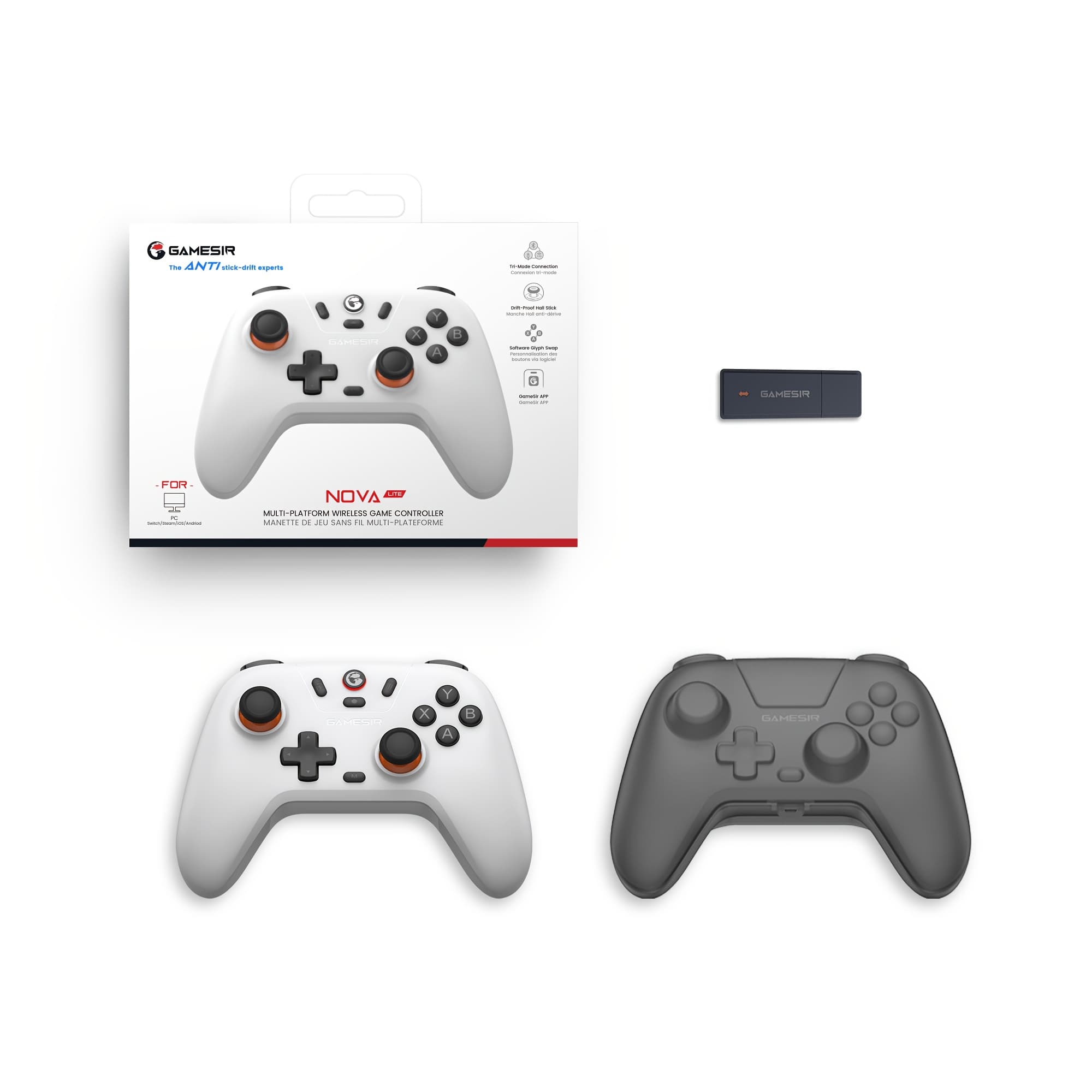 GameSir T4 Nova Lite Controle de Jogo Sem Fio para Switch, Android, IOS, PC e Jogos Steam Inclui Receptor Sem Fio 2.4Ghz