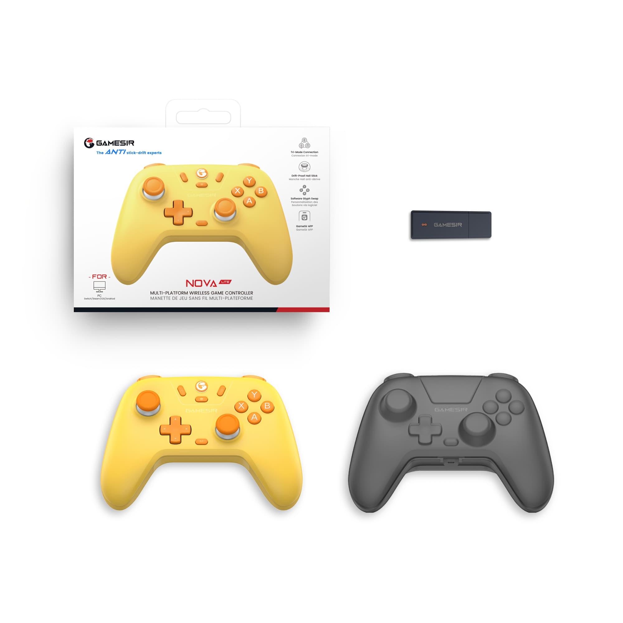 GameSir T4 Nova Lite Controle de Jogo Sem Fio para Switch, Android, IOS, PC e Jogos Steam Inclui Receptor Sem Fio 2.4Ghz