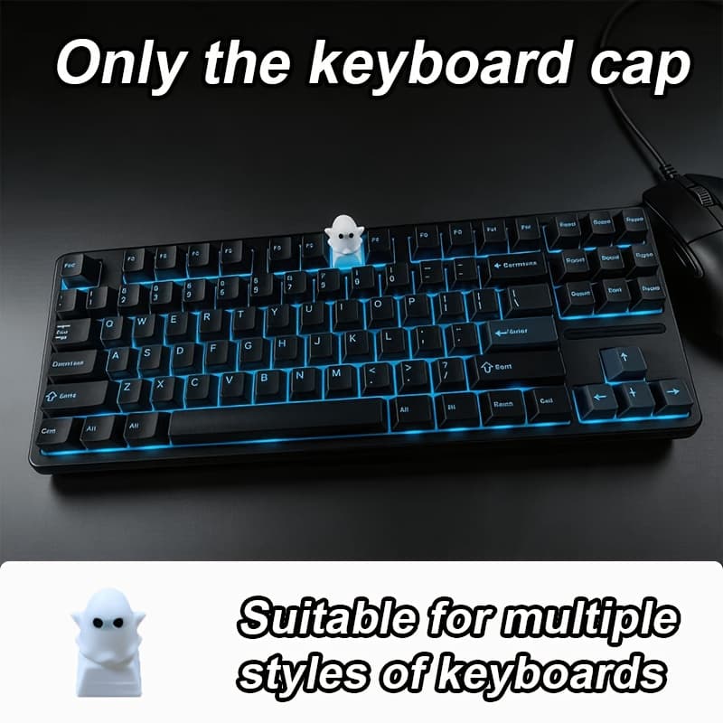 Teclado Mecânico de Escritório, Teclas com Impressão 3D para Aparência Decorativa, Teclas com Luz de Fundo Branca, Tema de Halloween