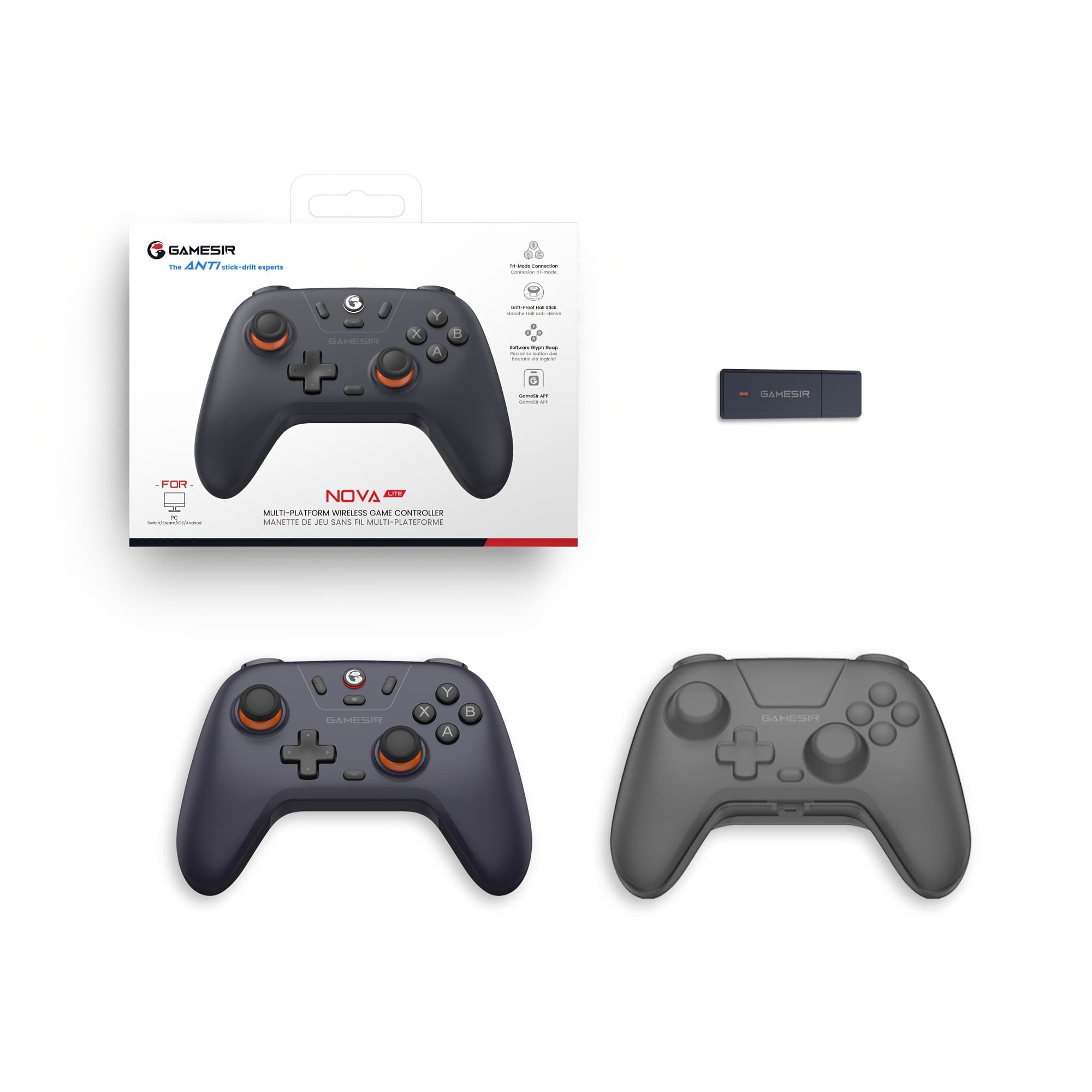 GameSir T4 Nova Lite Controle de Jogo Sem Fio para Switch, Android, IOS, PC e Jogos Steam Inclui Receptor Sem Fio 2.4Ghz