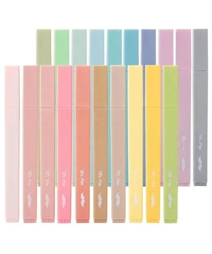 Mr. Pen - Marcadores de texto, 20 peças, ponta de cinzel, cores pastel, marcadores de texto da Bíblia pastel sem sangramento, cores sortidas, conjunto de marca-texto pastel