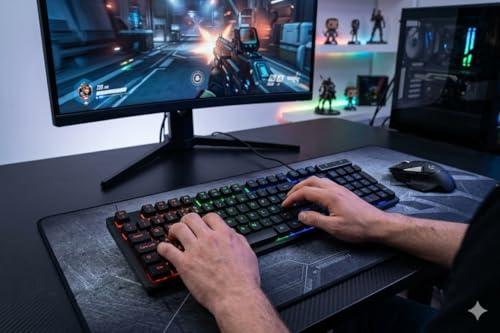 Teclado Gamer RGB Led Iluminado Usb Plug and Play Alta Performance Para PC Notebook Setup Jogos Resistente Confortavel