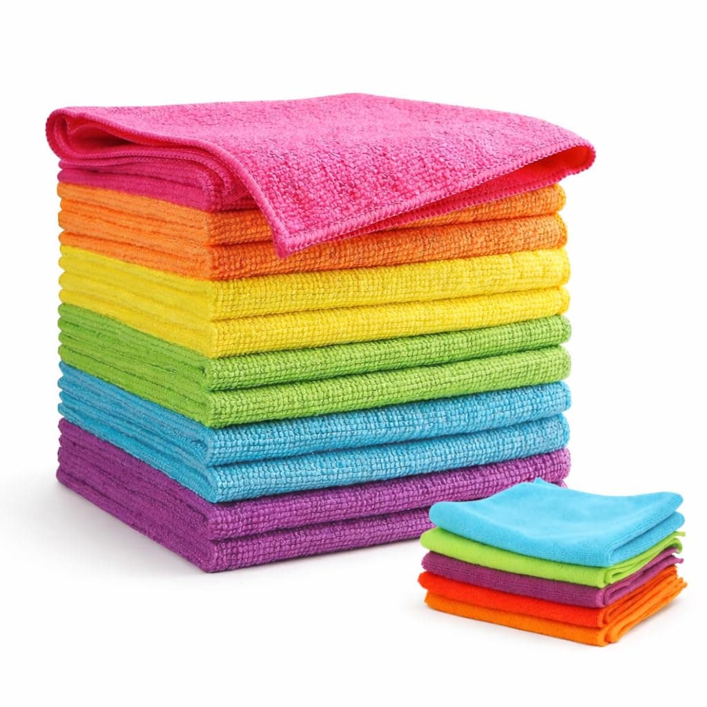 Kit 5 Panos de Microfibra Premium Multiuso – Alta Absorção, Não Risca, Reutilizável e Lavável – Ideal para Limpeza de Casa, Cozinha, Vidros, Carros e Superfícies Delicadas