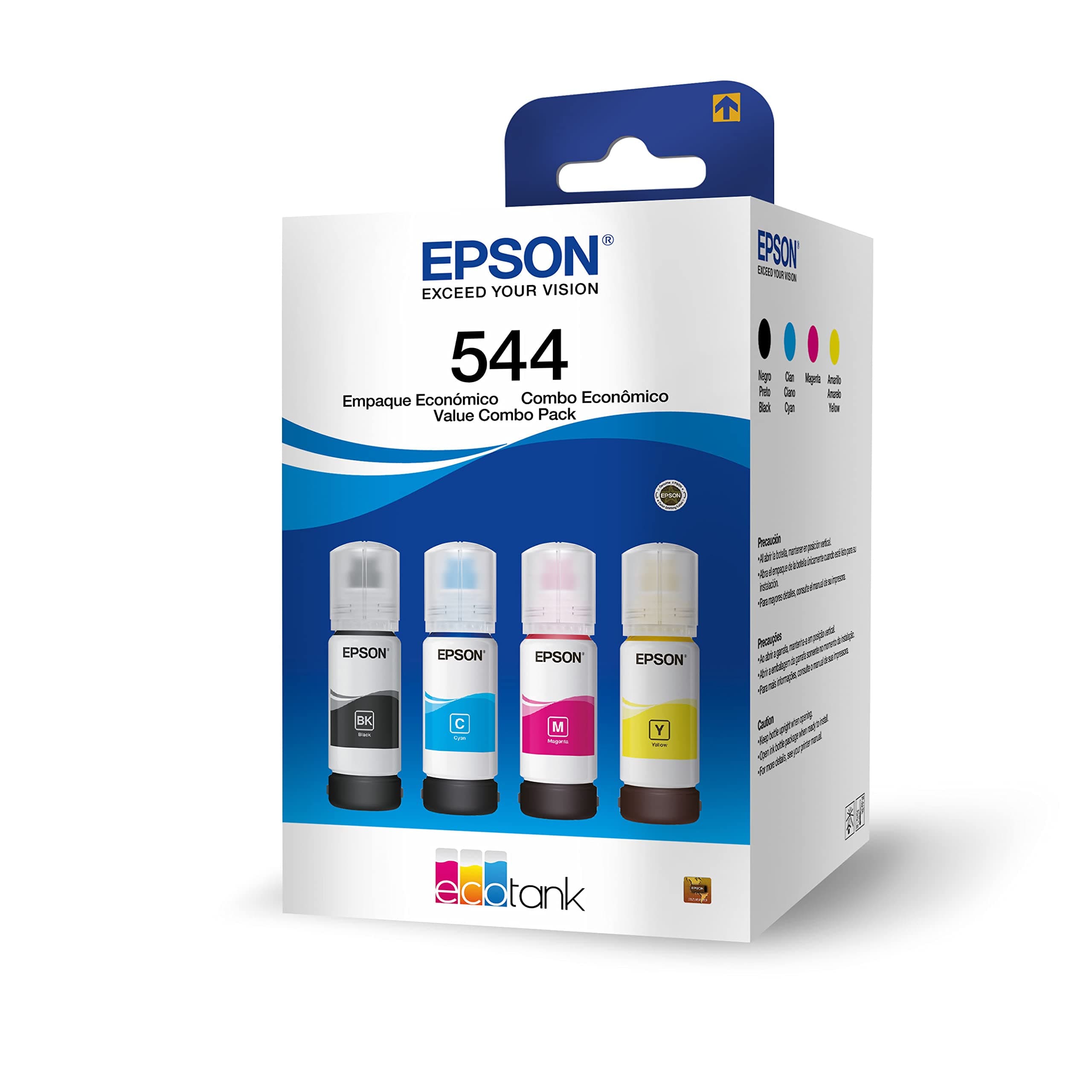 EPSON Kit de garrafas de tintas originais Epson, Magenta, Amarelo, Ciano, Compacto, T544520-BR